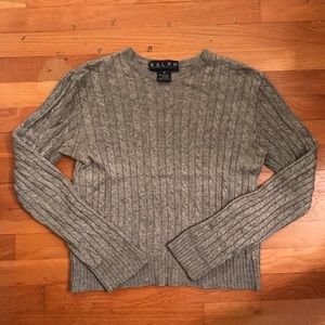 Vintage 90s Ralph by Ralph Lauren Silk Cashmere Grey Cable Sweater M